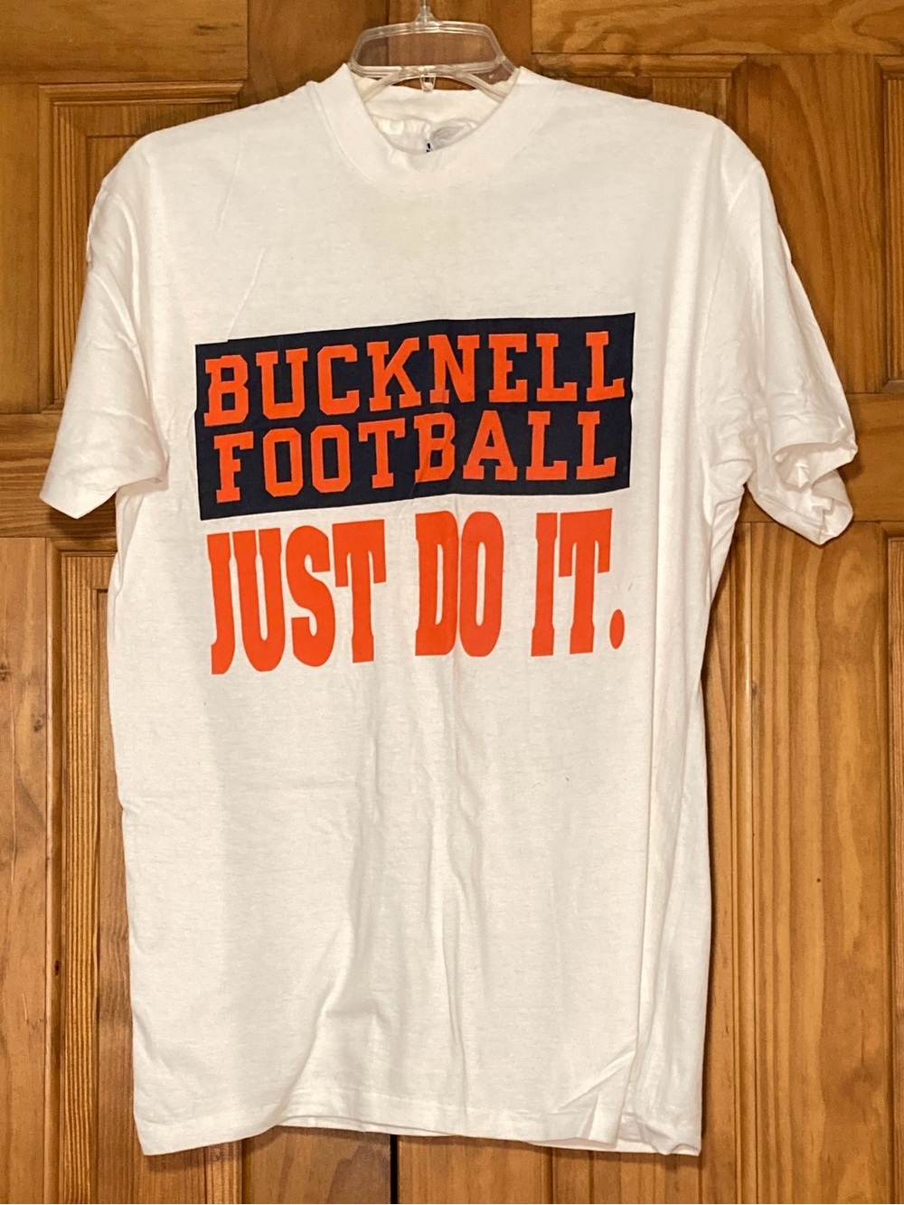NWOT Hanes Vintage 80s 90s Bucknell Football T Shirt Short Sleeve White L Large